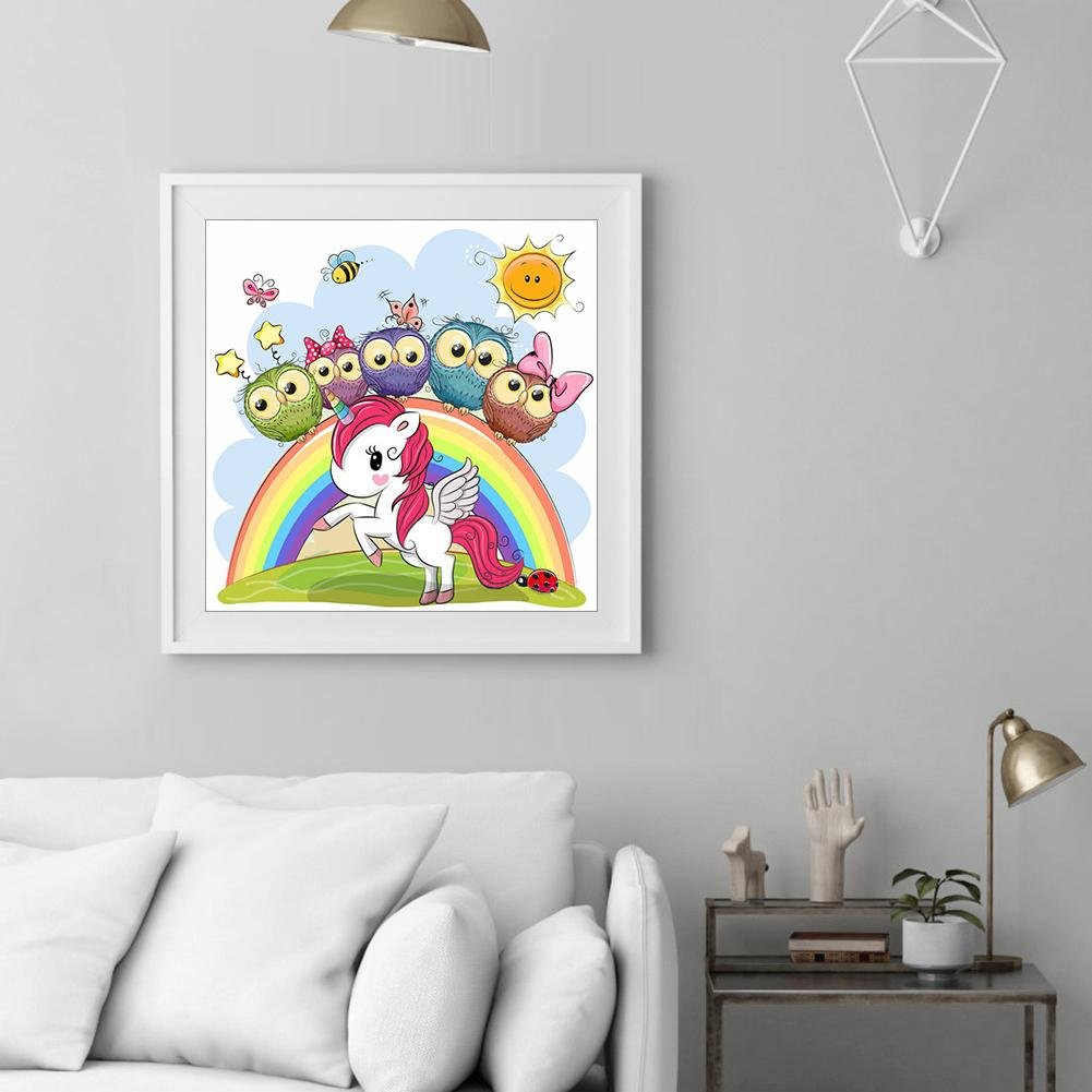 Diamond Painting - Full Round - Cartoon Horse & Owls