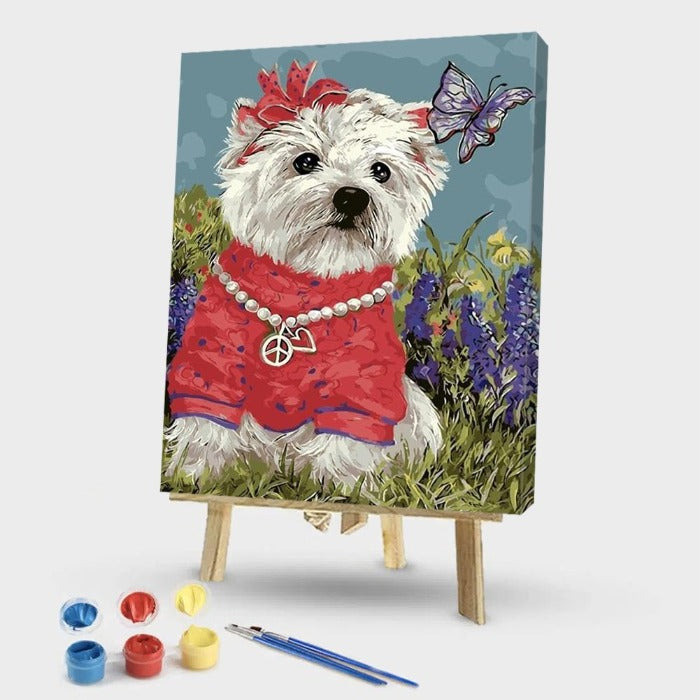 Dog Animal Oil Painting By Numbers DIY Hand Painted Canvas Art Pictures