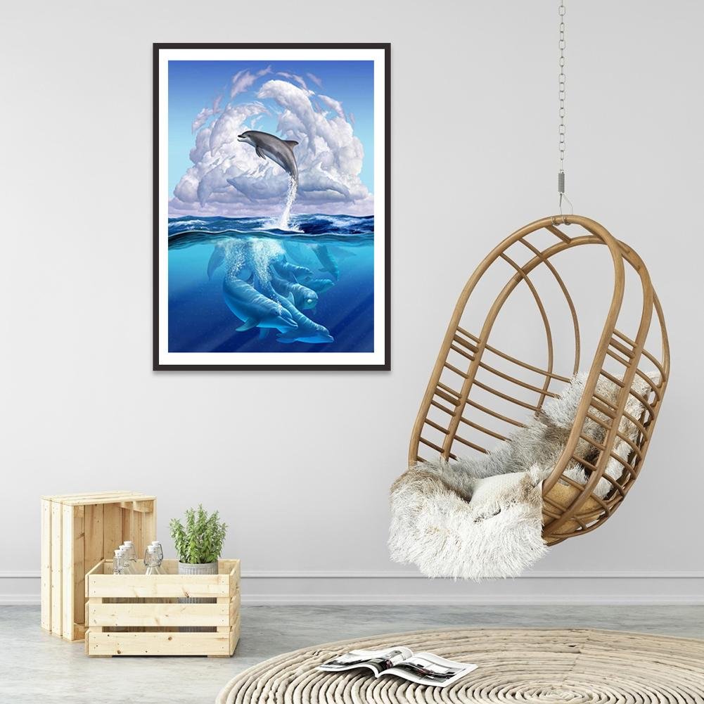 5D DIY Diamond Painting Kit - Full Round - Jumping Dolphin E
