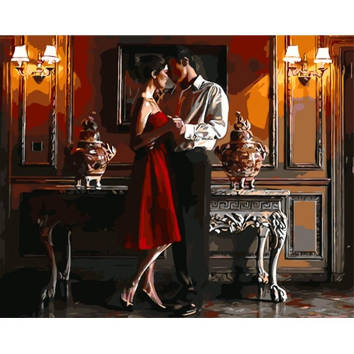 Hand Painted Artwork DIY Dancing Lovers Painting By Numbers Kit