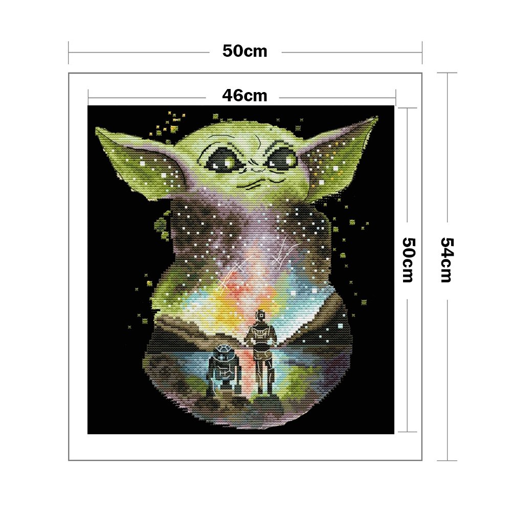 Ponto Cruz Estampado 11ct - Yoda (50*54cm)