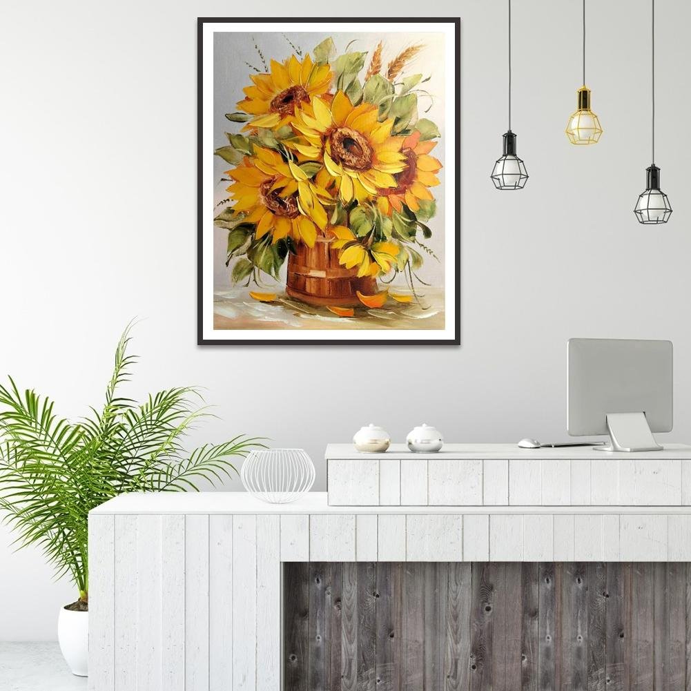 Pintura Diamante - Redondo Completo - Girassol