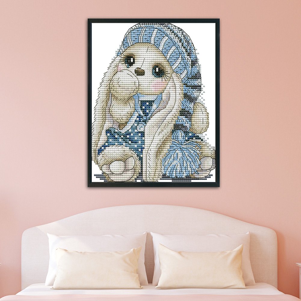 Ponto cruz estampado 14ct - Mini coelho (20*17cm)