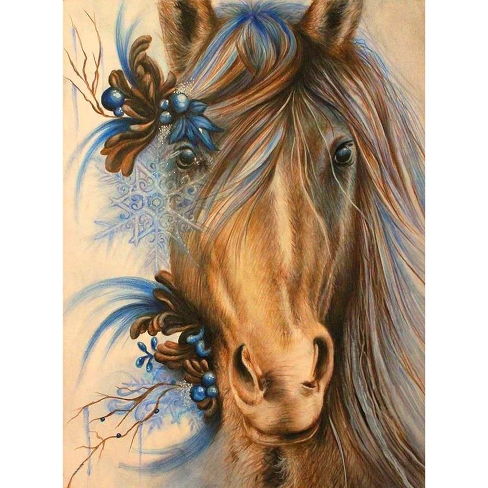 5D Diy Diamond Painting Kit Full Round Beads Horse Head
