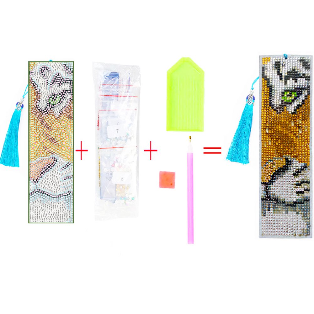 DIY Diamond Painting Bookmark with Tassel Tiger