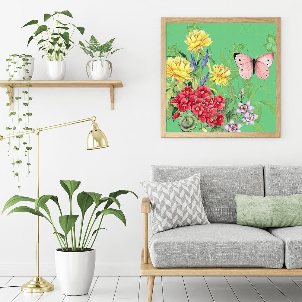 Diamond Painting - Full Round - Flower Butterfly B