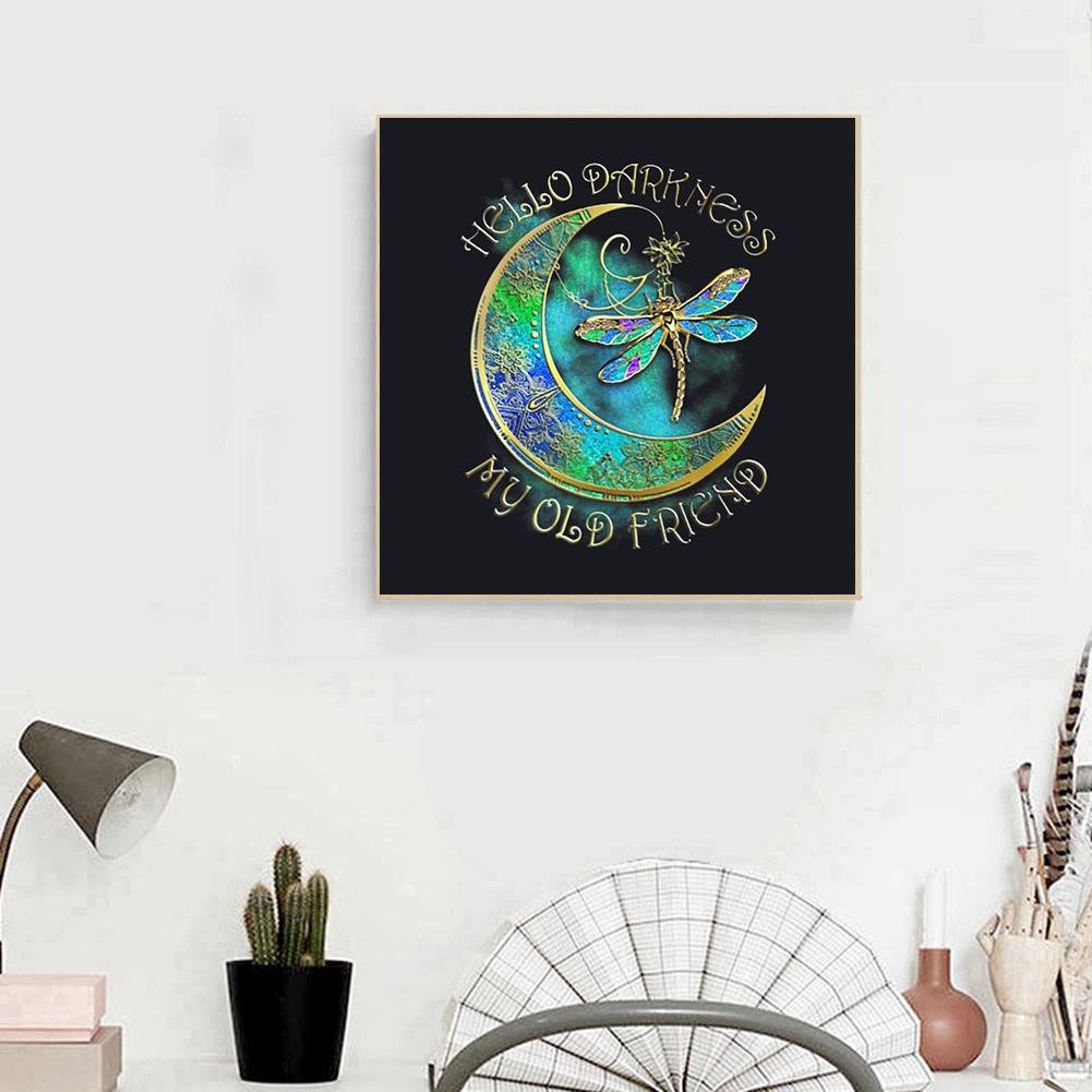 Diamond Painting - Full Round - Moon & Dragonfly (40*40cm)