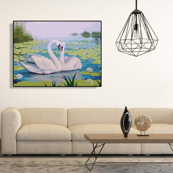 Swans Canvas Acrylic Picture Wall Art Living Room Decoration