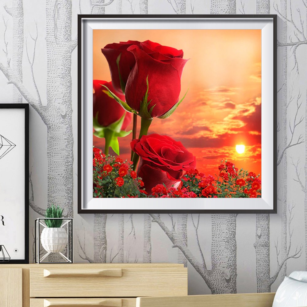 Diamond Painting - Full Round - Red Rose 2