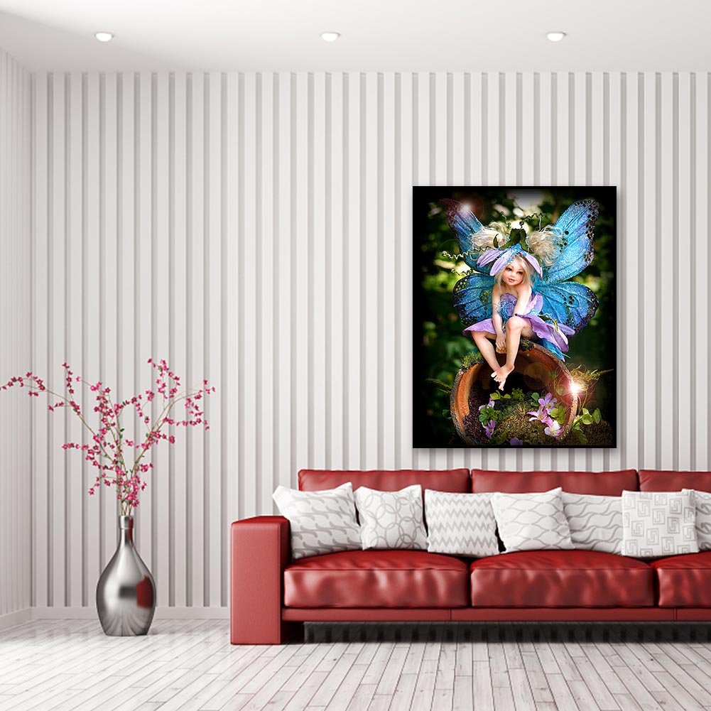 Pintura Diamante - Rodada Completa - Fada Menina C