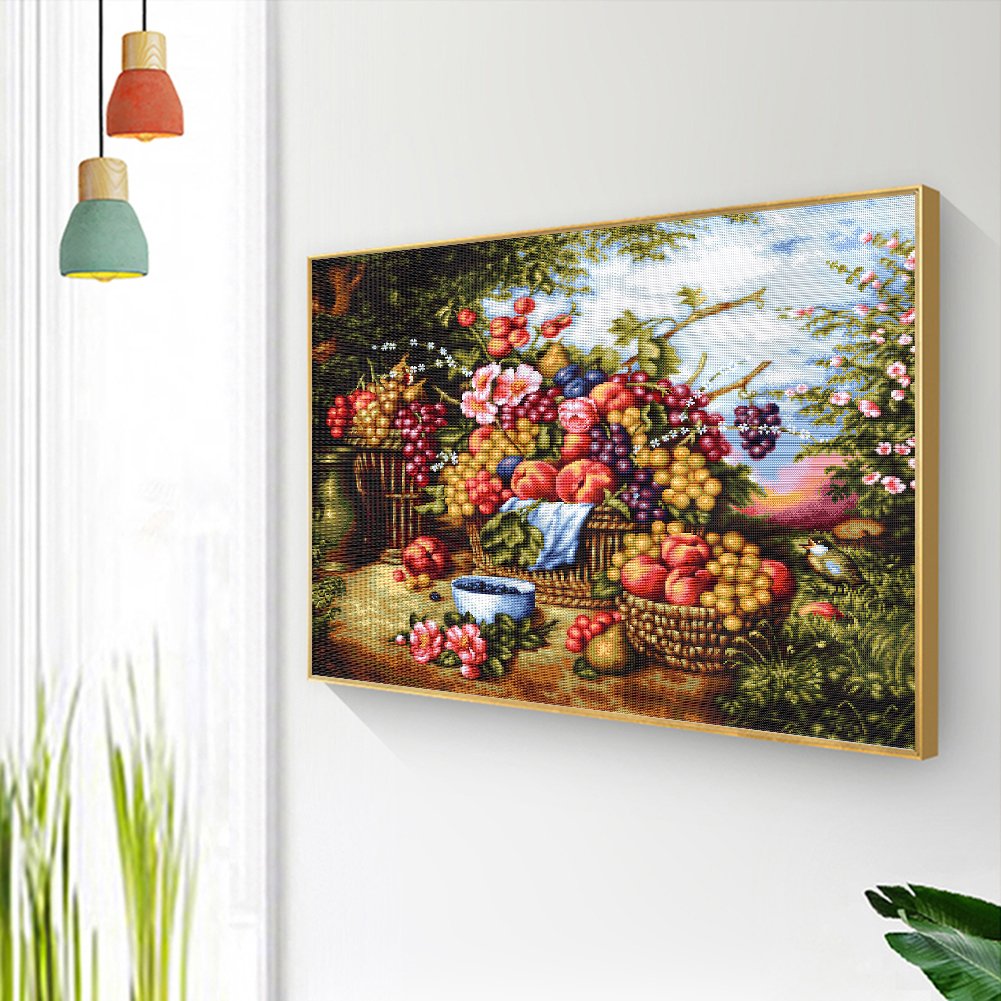 11ct Estampado Ponto Cruz - Cesta de Frutas (53*45cm)