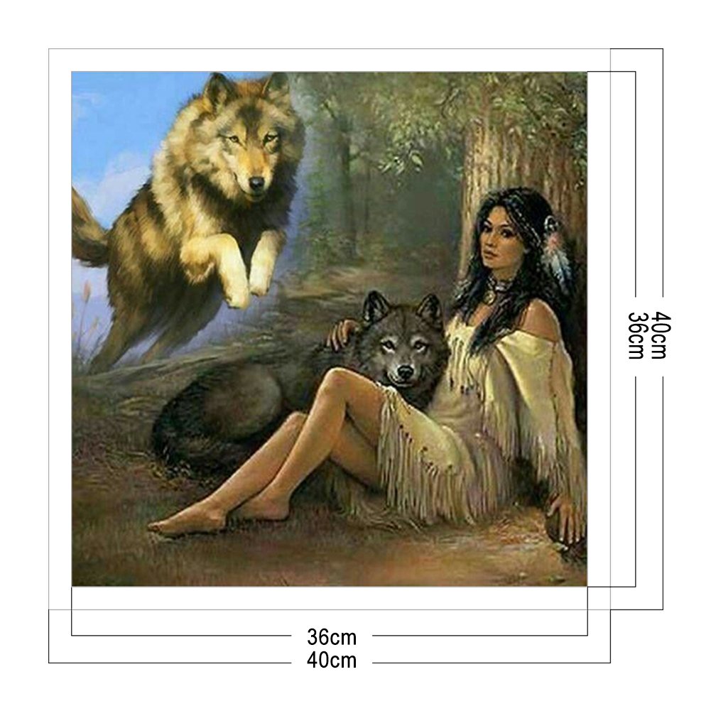 11 quilates de ponto de cruz estampado - Wolf Beauty (40*40cm)