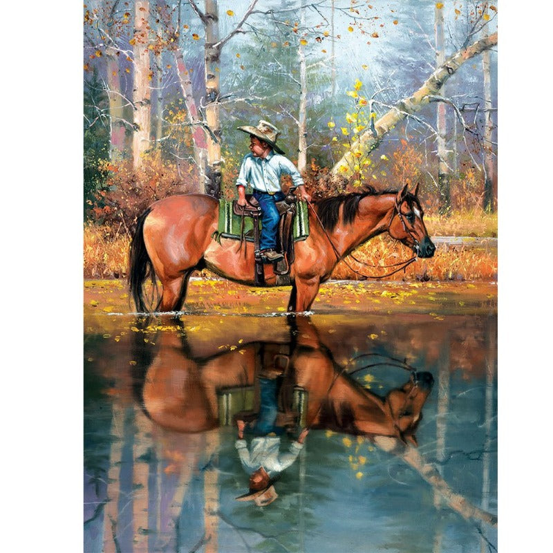 Cowboy Full Round Square Diamond Painting Kits 50 x 70cm