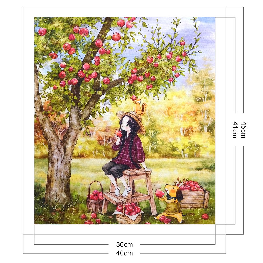 11ct Stamped Cross Stitch - Girl Apple Tree ( 40*45cm)