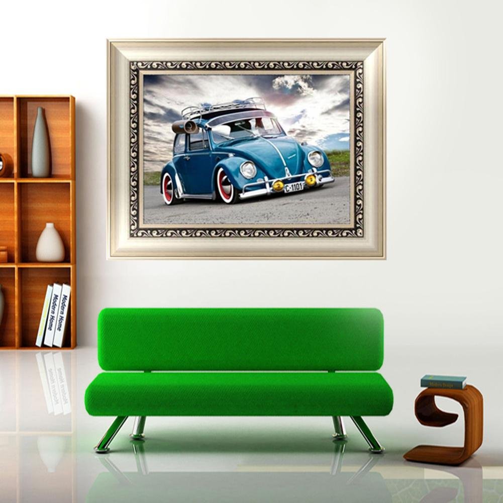 Diamond Painting - Partial Round - Blue Car