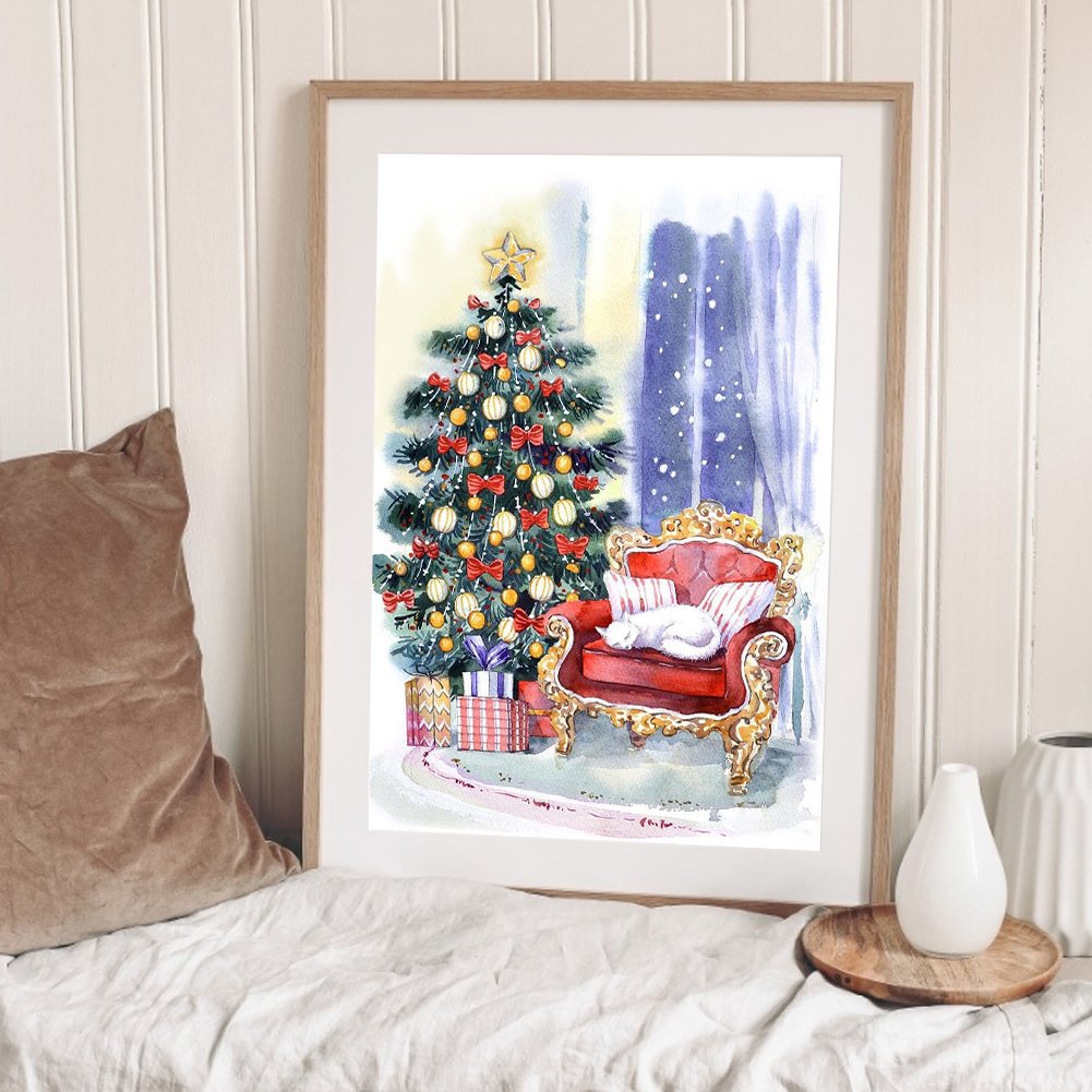 Ponto Cruz Estampado 11ct - Árvore de Natal (40*55cm) A