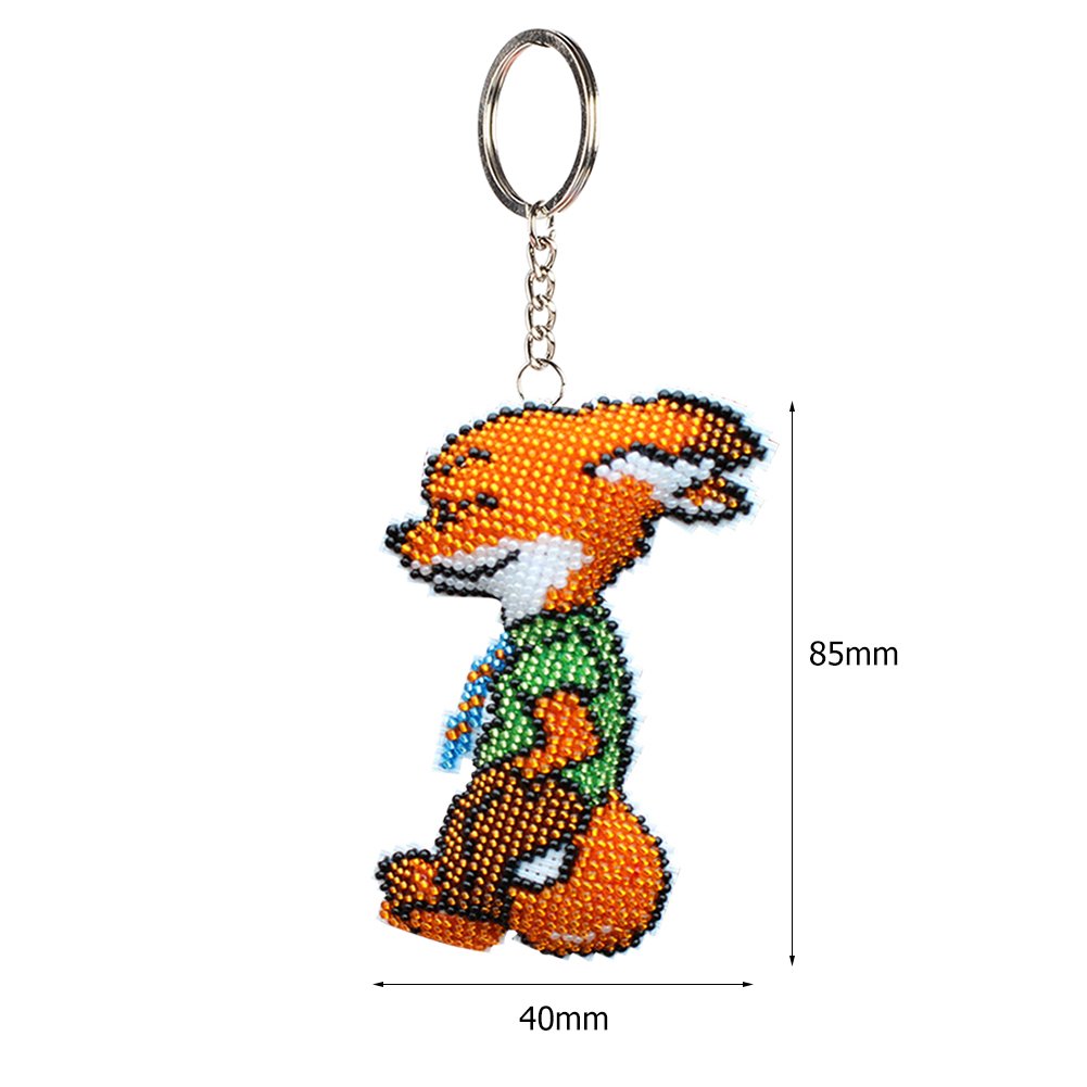 Fox Stamped Beads Cross Stitch Keychain