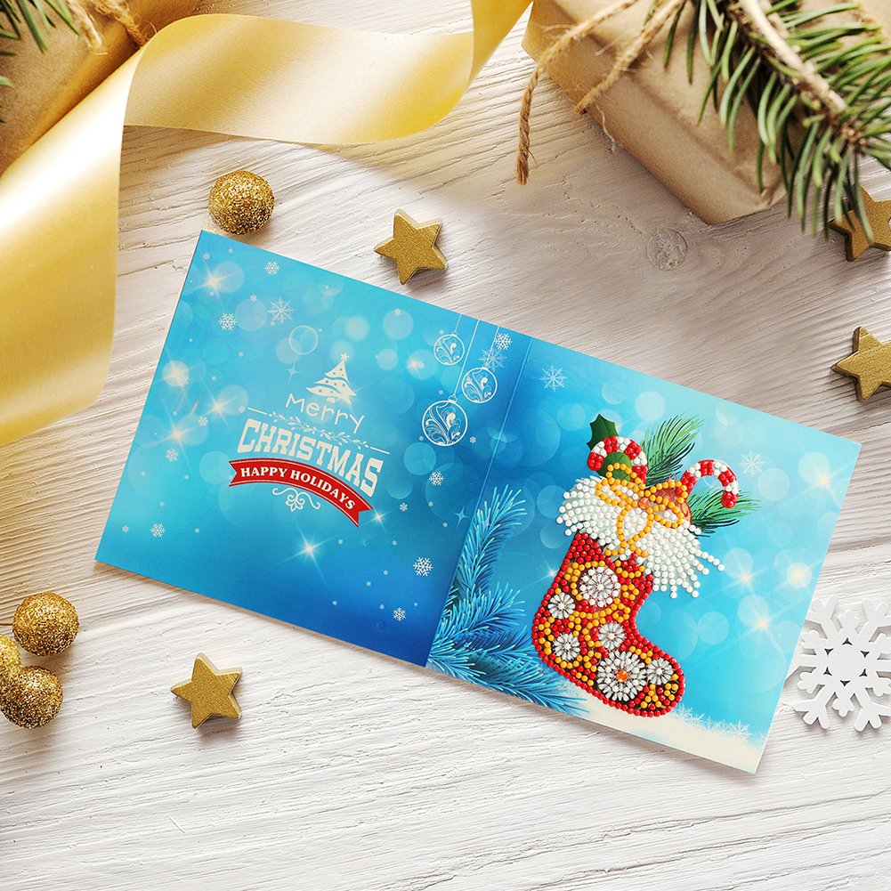 DIY Diamond Painting Greeting Card - Christmas Sock