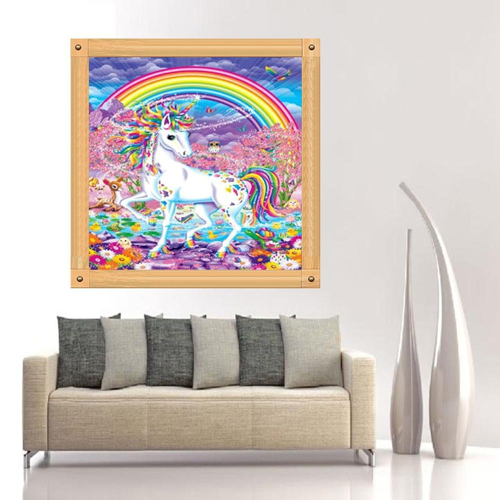 Diamond Painting - Full Round - Rainbow White Unicorn