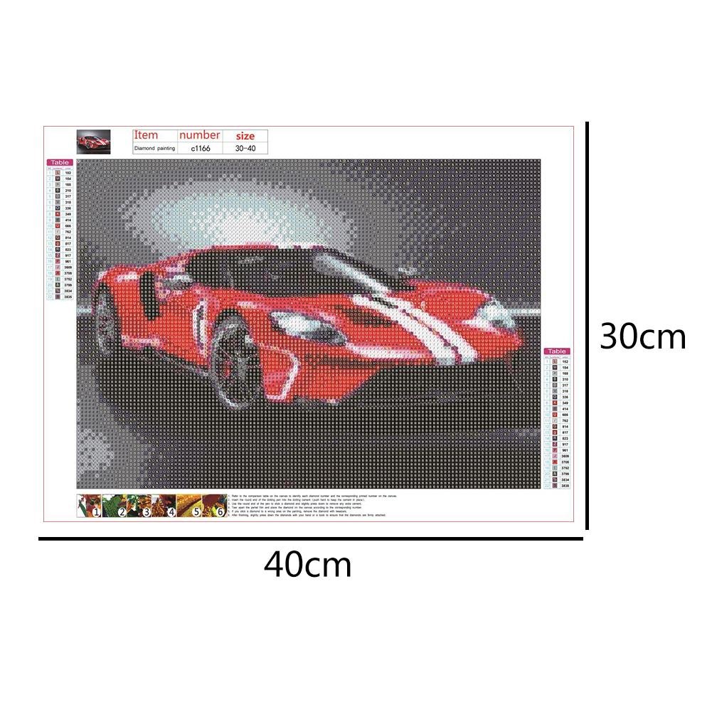 Pintura Diamante - Rodada Completa - Carro de Corrida Vermelho