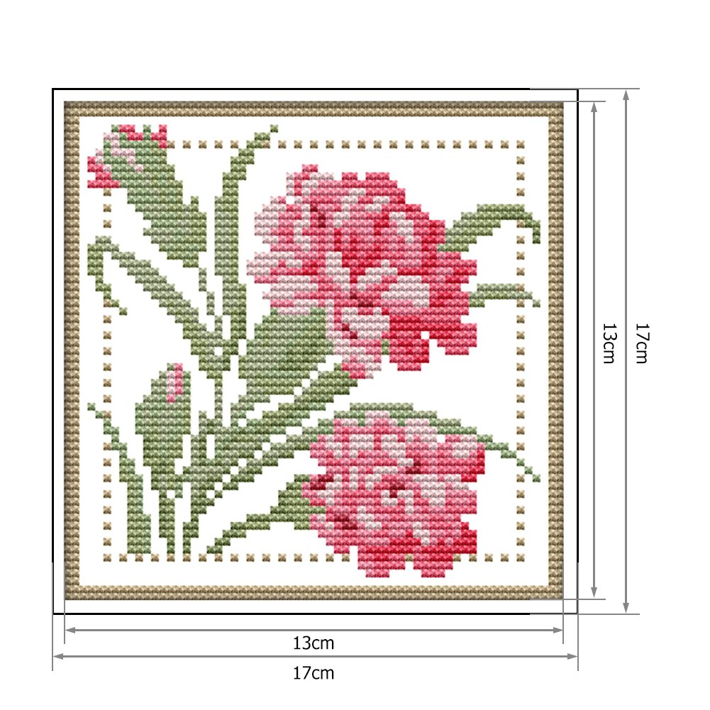 14 quilates de ponto cruz estampado - flor de 12 meses (17 x 17 cm)
