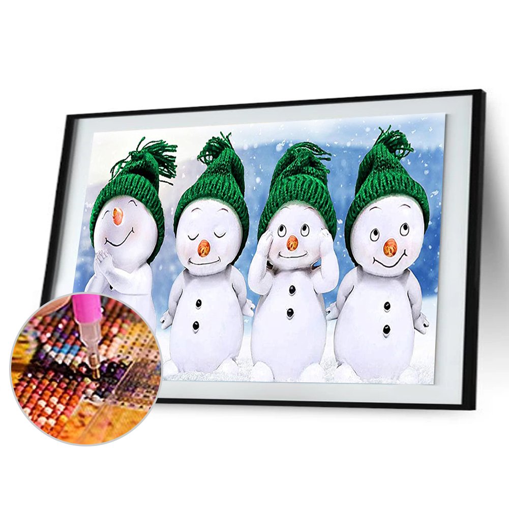 Pintura Diamante - Redondo Completo - Boneco de Neve (30*50cm)