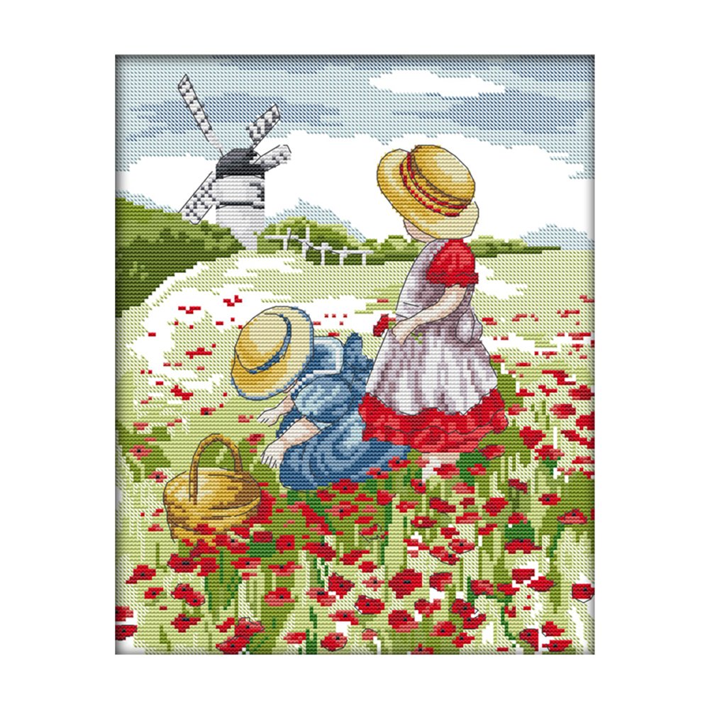 14ct Stamped Cross Stitch Flower Field(31*37cm)
