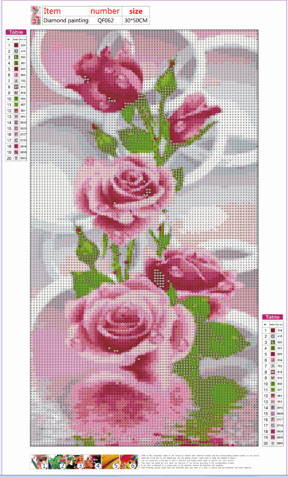 Pintura Diamante - Redondo Completo - Rosa Rosa (30*50cm)
