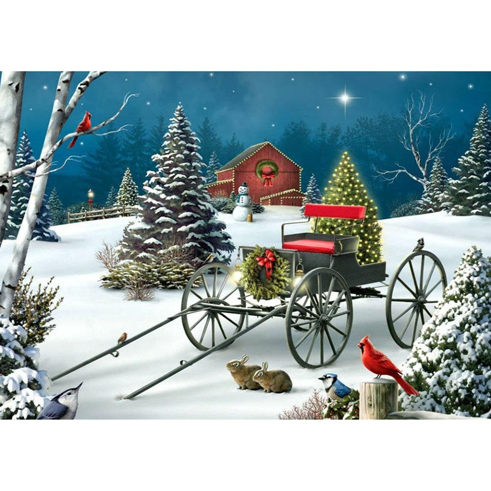 5D Diy Diamond Painting Kit Full Round Beads Christmas Carriage