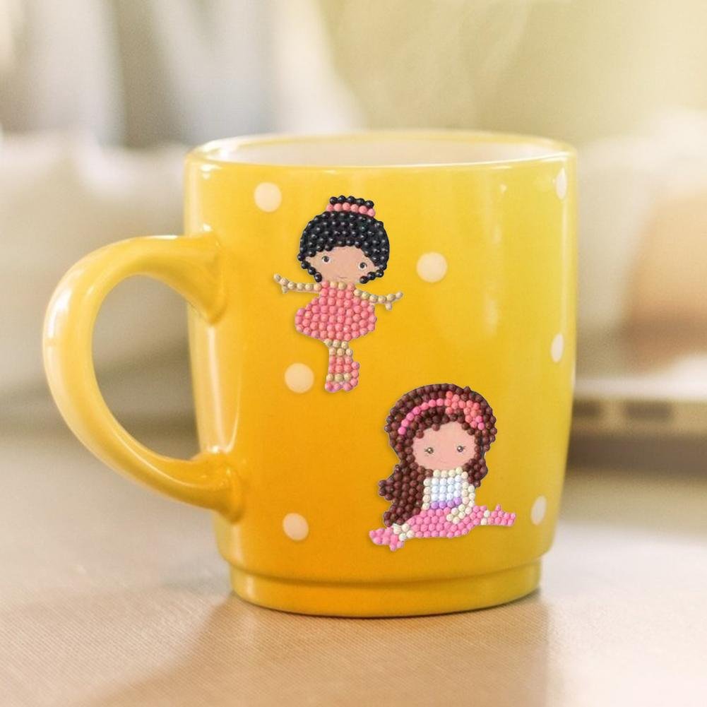 DIY Full Drill Round Cartoon Girls Diamond Painting Puzzle Sticker