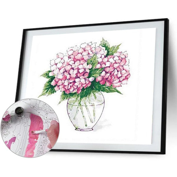 Painting By Numbers on Canvas Flower in Vase Hand painted Oil Picture