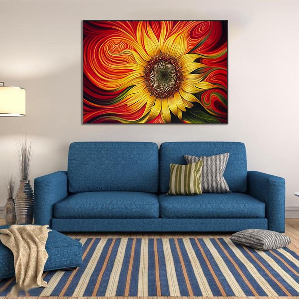 Pintura Diamante - Redondo Completo - Girassol