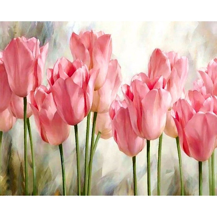 Oil Painting By Number Picture Hand Painted Drawing Acrylic Canvas Pink Roses