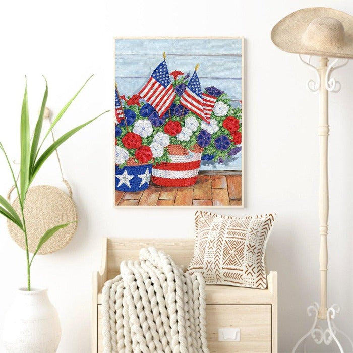 DIY 5D Crystal Rhinestone Diamond Painting Kit Flower National Flag