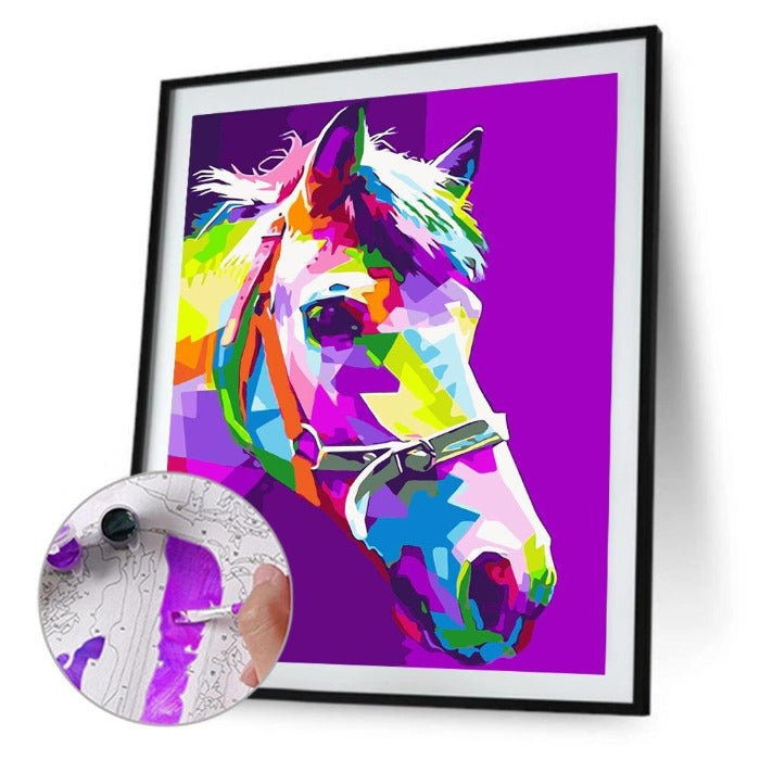 Hand Painted Artwork Frameless DIY Color Horse Painting By Numbers Kit