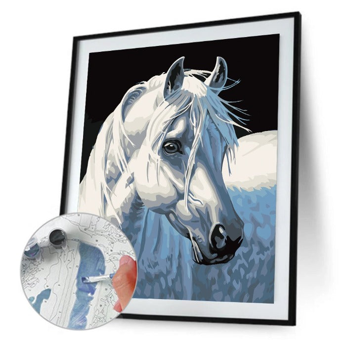 Oil Painting By Number Hand Painted Drawing Acrylic Canvas Horse Wall Art