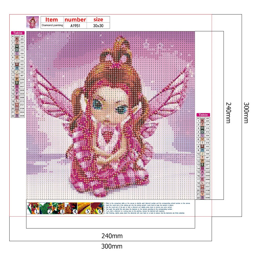 Pintura Diamante - Rodada Completa - Menina Anjo Rosa