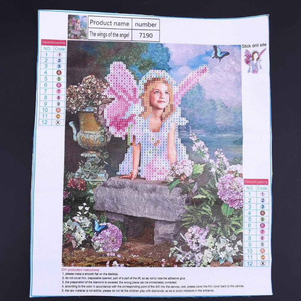Diamond Painting - Partial Round - Angle Girl In Flowers