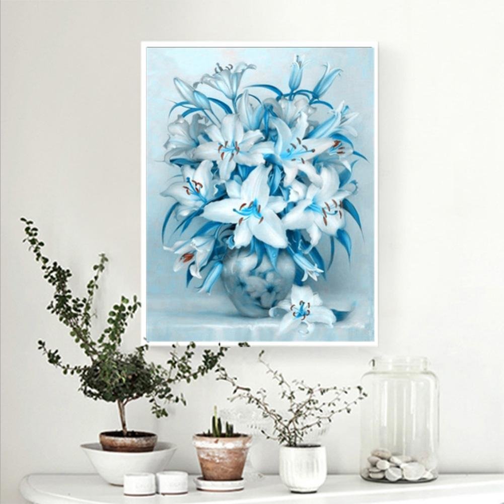 Pintura Diamante - Redondo Completo - Flor de Lírio