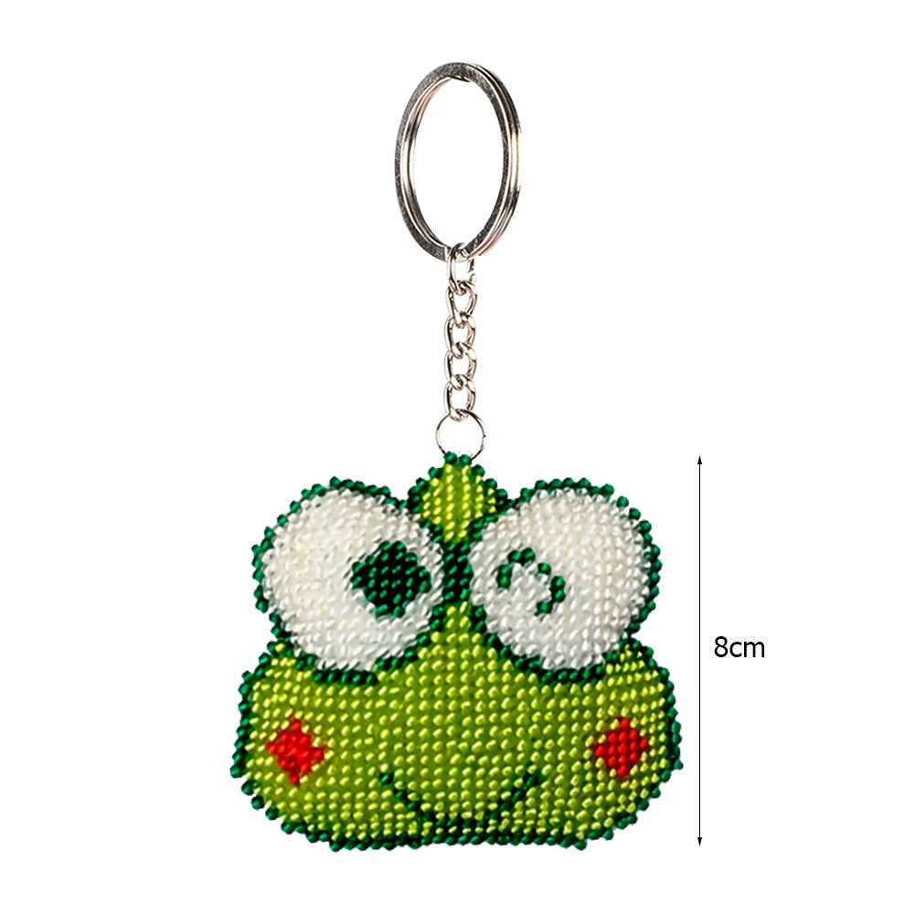 Stamped Beads Cross Stitch Keychain Frog