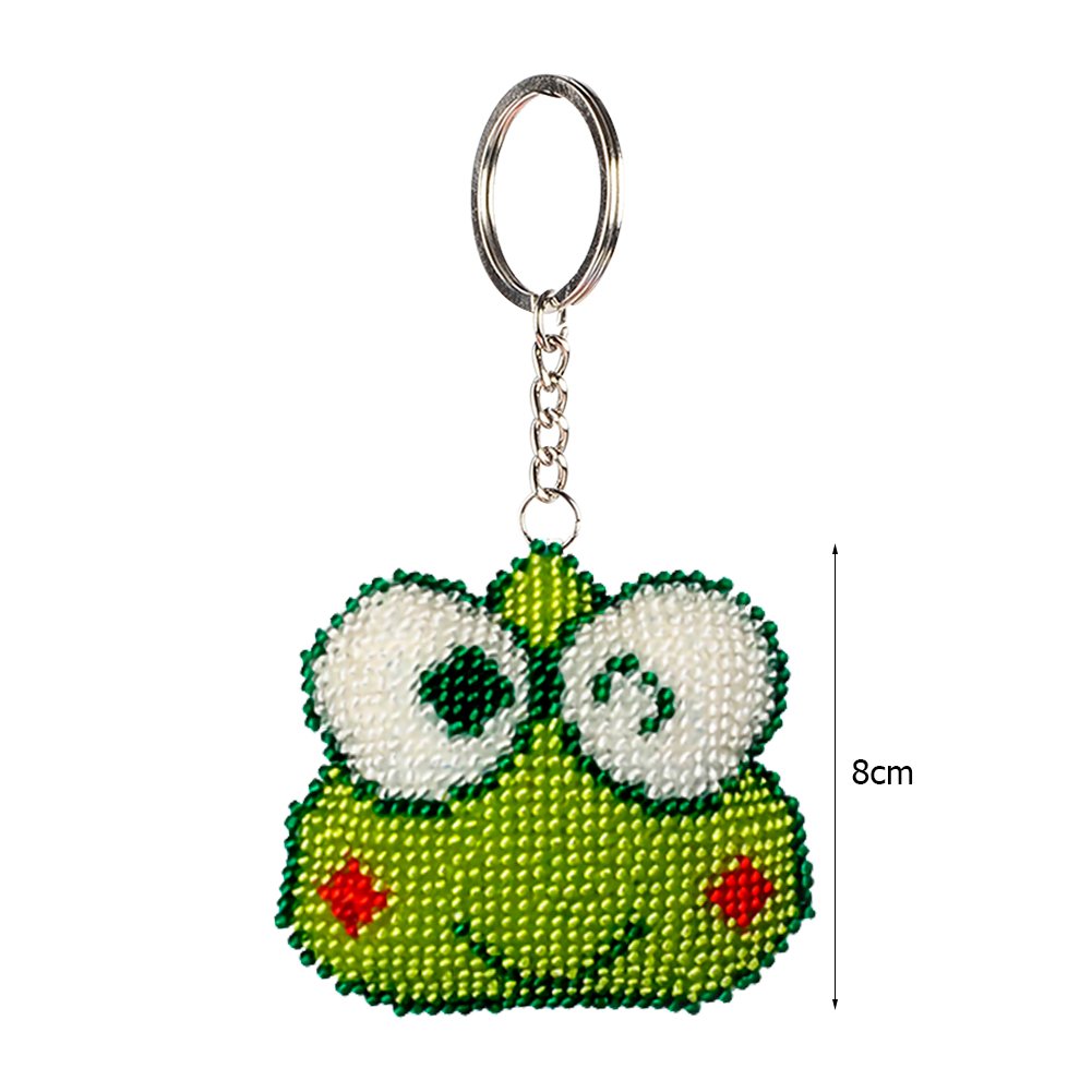 Stamped Beads Cross Stitch Keychain Frog 
