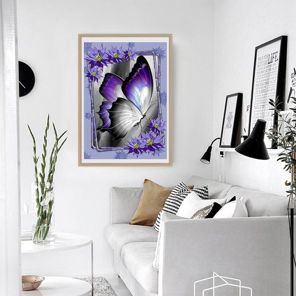 Diamond Painting - Full Round - Purple Butterfly B