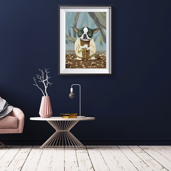 Hand Painted Drawing Acrylic Canvas Boston Terrier Modern Wall Art Craft Decor
