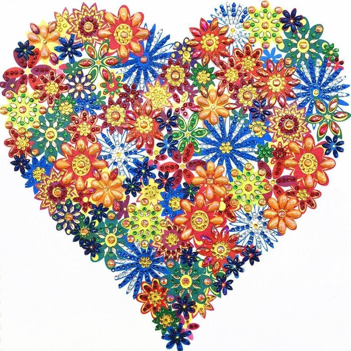 5D Diamond Painting (Part Drill) Crystal Rhinestone Flower Heart