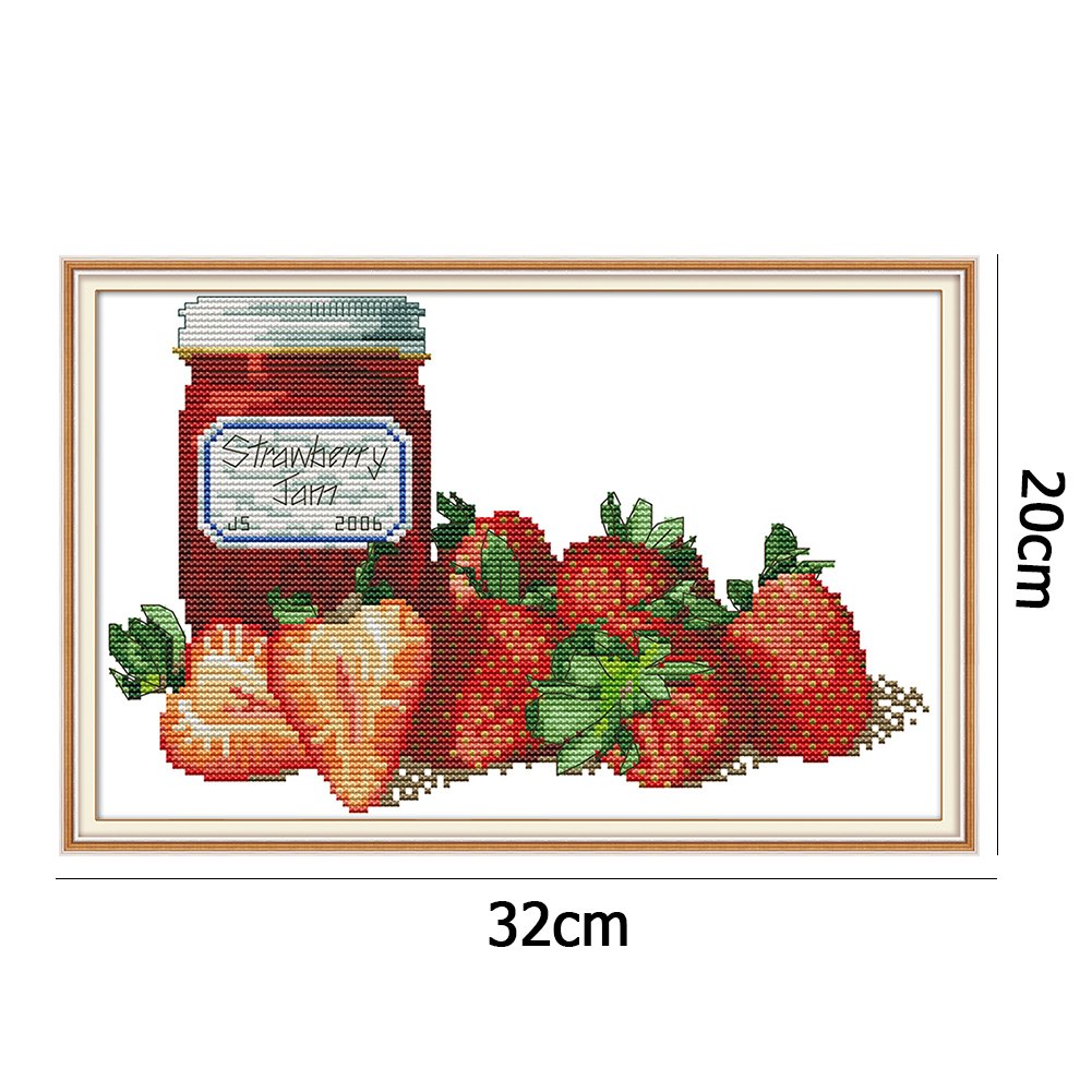 14ct Estampado Ponto Cruz - Morango (32*20cm)
