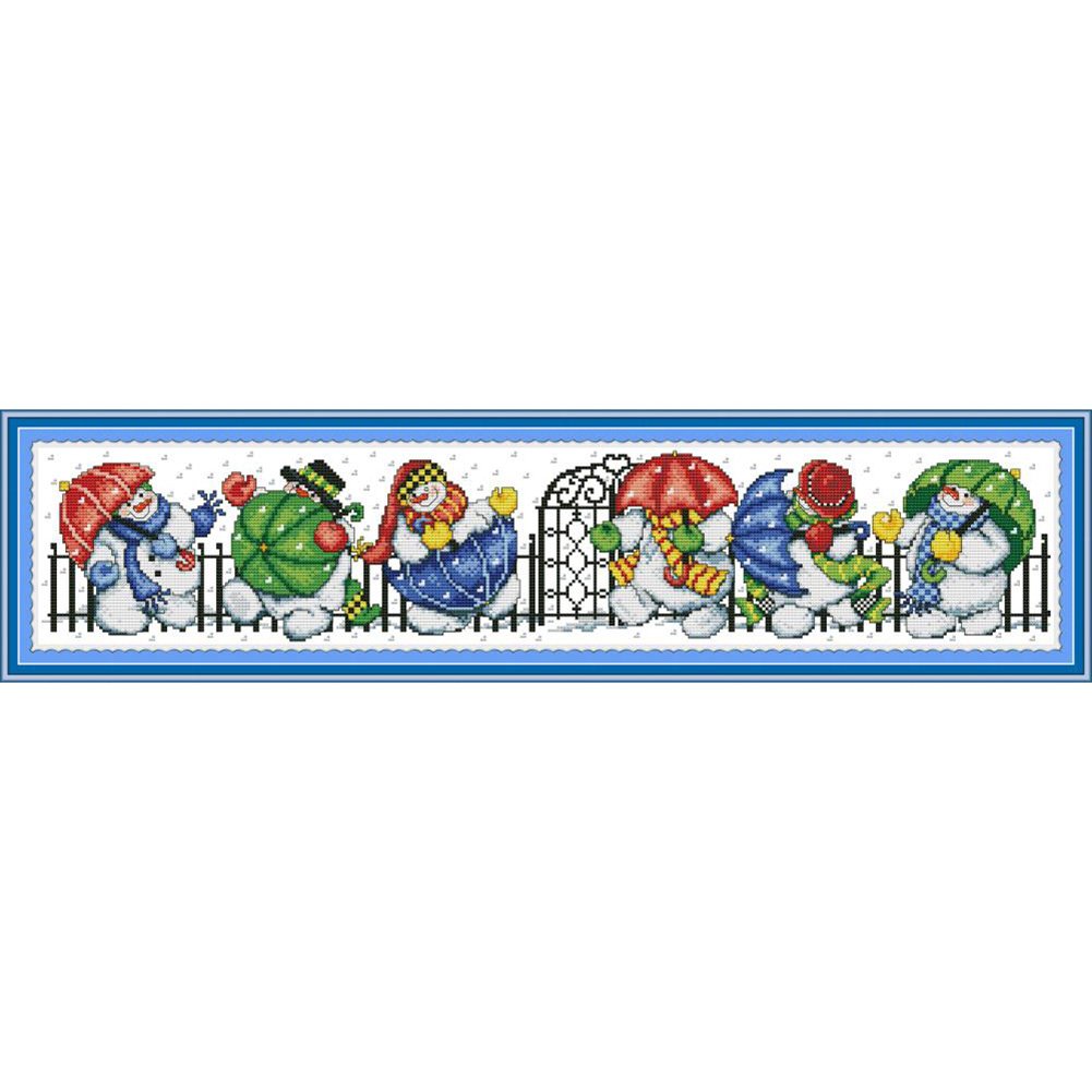 14ct Stamped Cross Stitch Snowman Umbrella (68*16cm)