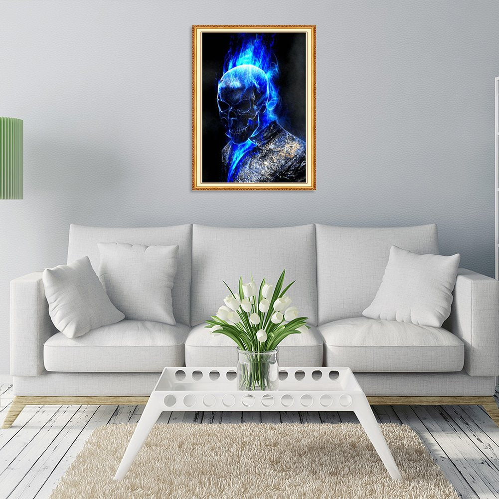 Diamond Painting - Full Round - Blue Flame Skull