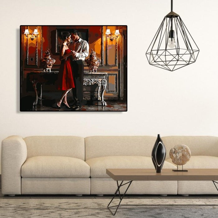 Hand Painted Artwork DIY Dancing Lovers Painting By Numbers Kit