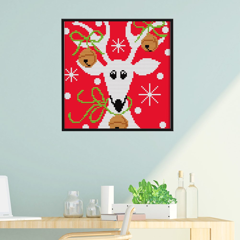 14 quilates de ponto de cruz estampado - alces (34 x 34 cm)
