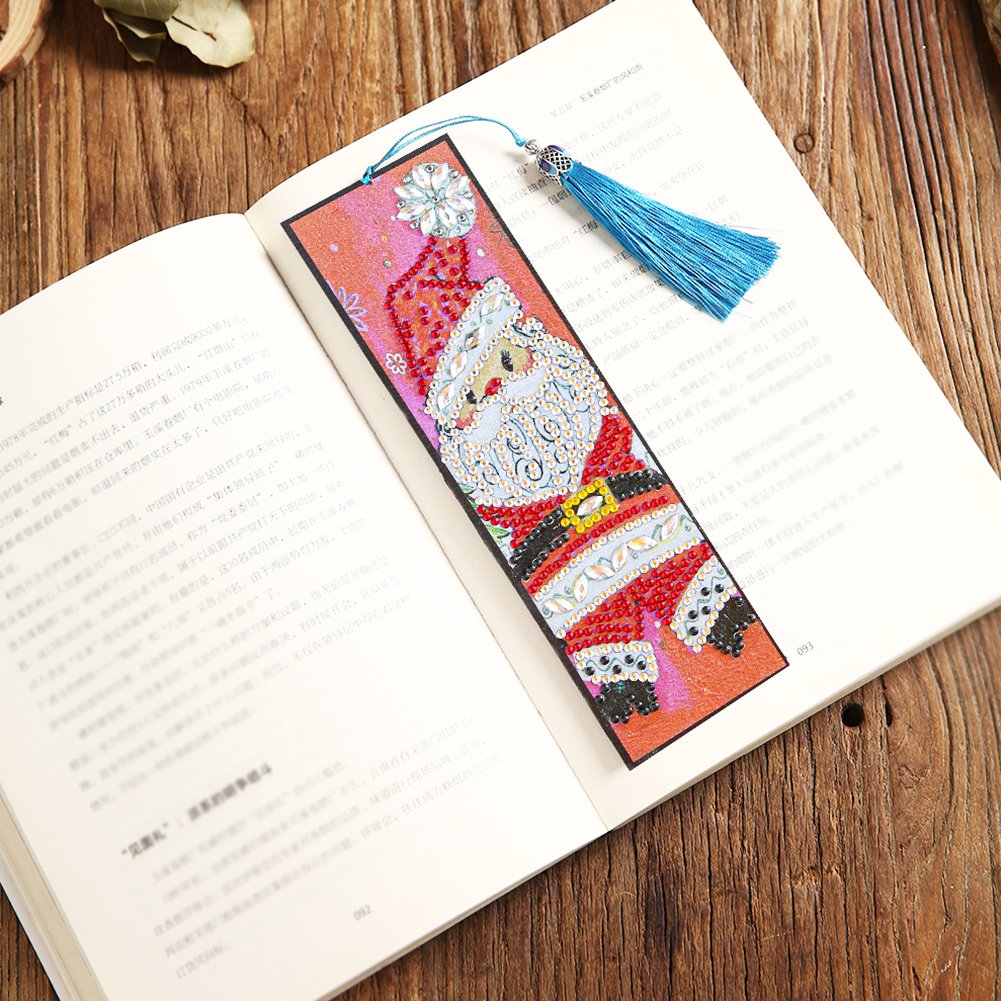 Father Christmas Diamond Painting Bookmark DIY Leather Tassel Book Marks